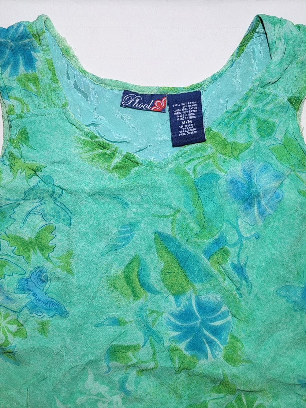 Vintage Phool Green Floral Sleeveless Tank Top